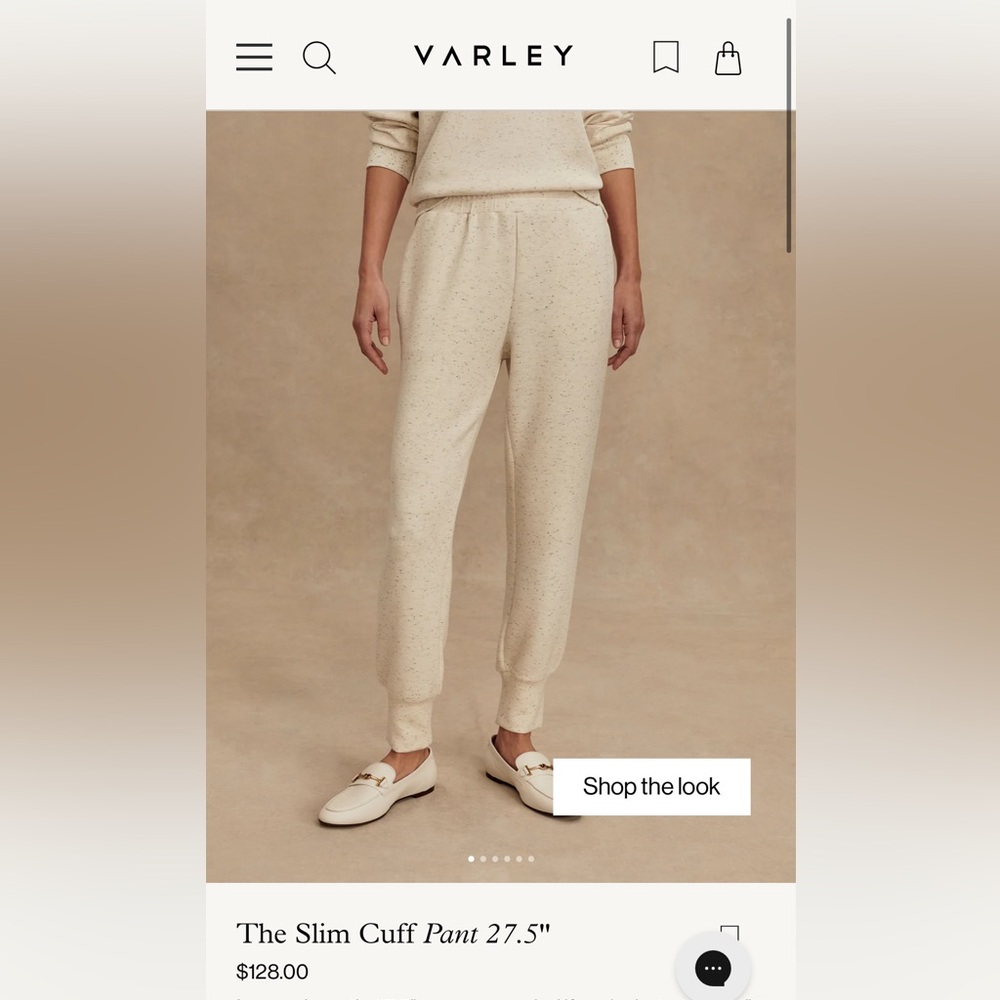 Varley The Slim Cuff Pant 27.5” Ivory Marl Fleck